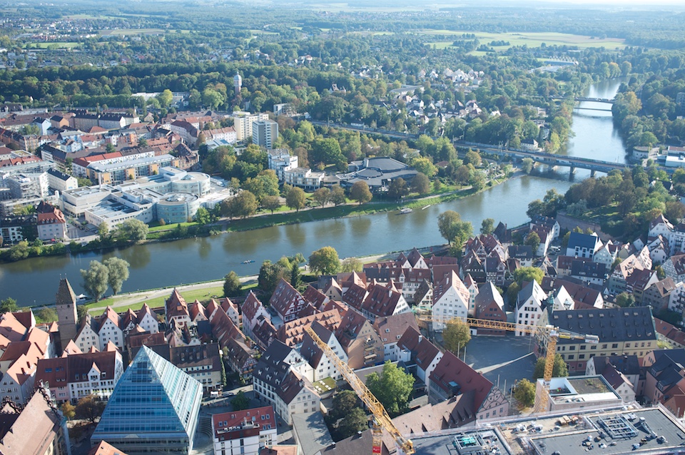 View of Ulm and Neu-Ulm separated by the Donau from the Ulmer Münster